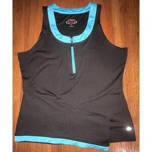 Bolle High Performance Black with Blue Accent Quarter Zip Tank Top‎